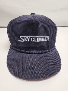 VTG Corduroy Rope Hat Mens Navy Blue Mesh SnapBack Sky Climber USA Made - Picture 1 of 10