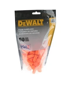 DEWALT 50-PACK REUSABLE CORDLESS HEARING PROTECTION EARPLUG 33dB Noise Reduction - Picture 1 of 1