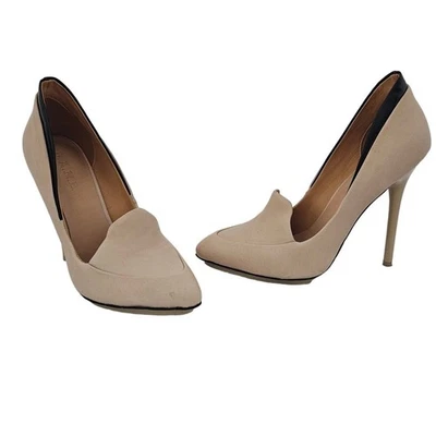 L.A.M.B. Желтовато-коричневый голая черная кожа кости насос sz 9 М минималистский гламурный Y2K 2000-х основной - Изображение 1 из 4