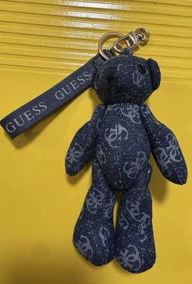 Guess Oso de Peluche Llavero Denim Logo Azul Monograma Bolso Dije - 6” Pulgadas - Nuevo Foto 1 de 2