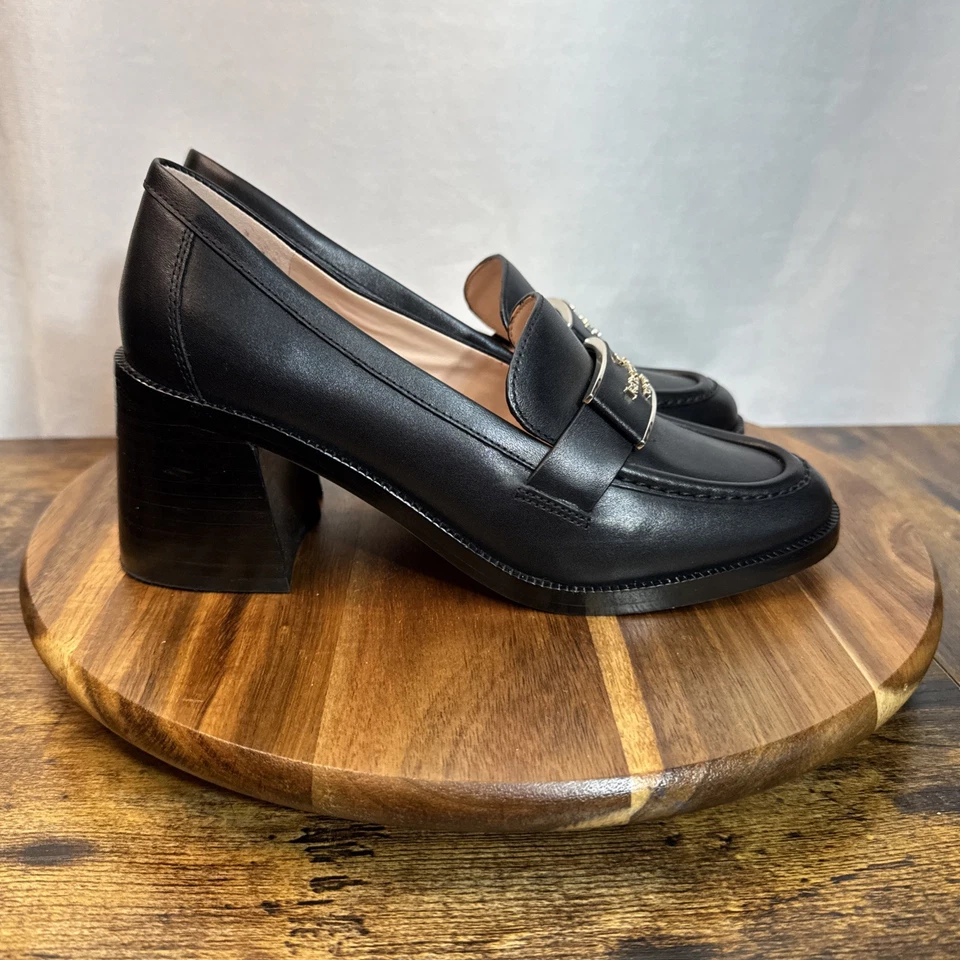Mocasín Kate Spade New York Tacones Para Mujer Talla 7.5 B Negro Sin Cordones Tacón Quinn Foto 1 de 4