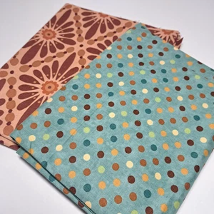 MODA Java Dots 46" + Olive Rose (1yd) Quilt Fabric Brown & Blue LOT - Picture 1 of 2