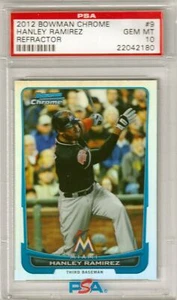 HANLEY RAMIREZ 2012 Bowman Chrome #9 Refractor PSA 10 GEM MINT Pop 1 - Picture 1 of 2