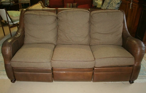 Bradington Young Sofa w 2 Recliners Leather Trim  BD65 Cover