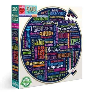 100 Great Words 500 Piece Round Jigsaw Puzzle eeBoo New - Picture 1 of 3