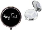 Personalised Any Text Metal Round Travel Pill Box Vacation Birthday Gift X73