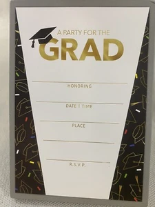 NEW Set of 10 Single-Panel Hallmark Graduation Party Invitation Cards n Envelope - Picture 1 of 3