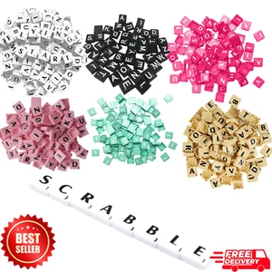 100 WOODEN SCRABBLE TILES BLACK LETTERS NUMBERS FOR CRAFTS WOOD ALPHABETS POLISH - Picture 1 of 10