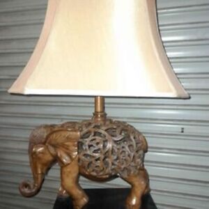 Unique Wooden Elephant Table Lamp