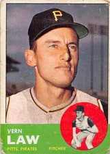 Vern Law 1963 Topps 184  Pittsburgh Pirates  Baseball Card
