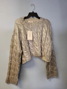 Suéter tejido con cable metálico The Noli Shop plateado talla XL - Imagen 1 de 7