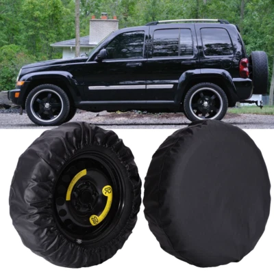 16" PVC Leather Spare Tire Wheel Tyre Cover Black For Jeep Liberty 2002-2012 - Изображение 1 из 4