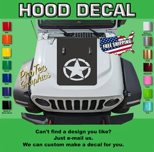 Hood Vinyl Decal Graphics Fits: Jeep Wrangler JL & Gladiator JT 2018-2023 WR-82 - Picture 1 of 4