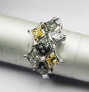 0.427 CT NATURAL OPAQUE ROUGH UNCUT COLOR DIAMOND STERLING SILVER RING SEE VIDEO - Picture 1 of 6