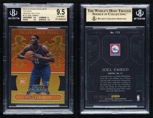 2014 Excalibur Crusade Orange Die-Cut /60 Joel Embiid BGS 9.5 GEM MINT Rookie RC