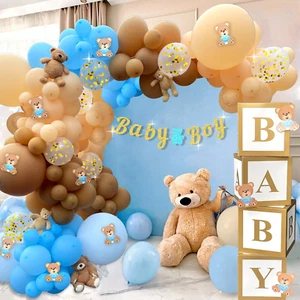 134 Pc Teddy Bear Baby Shower Decorations for Boy - Balloon Arch Garland & BABY - Picture 1 of 6