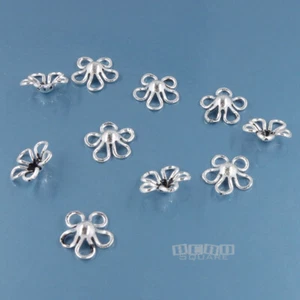 10 tapas de cuentas florales de pétalos de plata esterlina sólida oxidada de 8 mm (7,8 mm) #33865 - Imagen 1 de 3