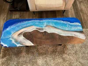 Ocean Epoxy Dining Table, Handmade Furniture, Hallway Interior Furniture Decor - Picture 1 of 6