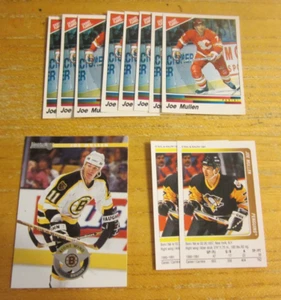 Joe Mullen Lote de 12 Tarjetas/Pegatinas con 1 INSERTO NHL Bruins, Penguins, Flames - Imagen 1 de 3
