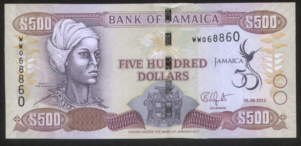 Jamaika 500 Dollars 2012 Pick 91 UNC Series WW  - Image 1 of 1
