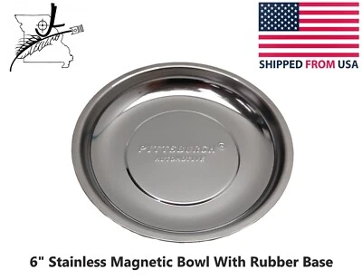 Cuenco magnético para piezas de acero inoxidable de 6" con base de goma, soporte para tornillos, pernos, etc. Foto 1 de 4