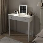 Chic White Vanity Table w/ LED, Flip Mirror, 2 Drawers, Jewelry Storage