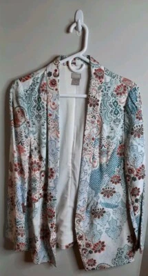 Chicos Womens Blazer Jacket Size 0 US 4-6 Moroccan Elegance Paisley Floral Lined - Image 1 of 4
