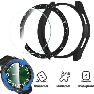 For Samsung Galaxy Watch 6 Classic 47mm Case Glass Screen Protector Bezel Cover