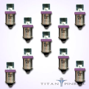 (Paquete de 10) - Bombilla LED de 6,3 voltios tapa plana 44/47 base (BA9S) Pinball - PÚRPURA - Imagen 1 de 11