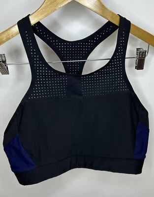 ATHLETA Bonaire Bikini Top Laser Cut Sports Bra Seamless Black Wirefree Sz M - Image 1 of 4
