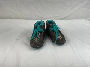 Twister Toddler Boots Shoes Size 4 Leslie Brown Blue Leopard Print Glitter - Picture 1 of 16