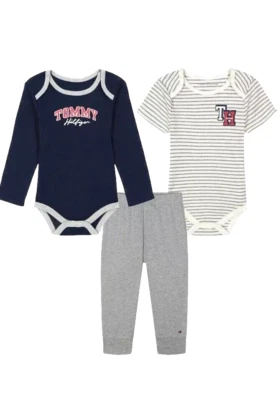 Tommy Hilfiger Bebé Niño Conjunto de 3 Piezas: 2 Bodys/Tops y Joggers Talla 3-6M-24M Nuevo con Etiquetas Foto 1 de 3