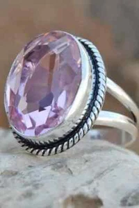 Rosenquarz Edelstein 925 Sterling Silber Ring Weihnachtsschmuck AG 108 - Bild 1 von 4