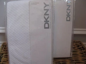 2 DKNY PURE PUCKER Matelasse Diamond Stitch Standard Shams White - Picture 1 of 4