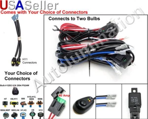 Universal Headlight DRL Fog Light Dual Wiring Harness Relay Switch 5202 PSX24W - Picture 1 of 2