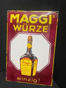Maggi ́s mosto único! Cartel esmaltado año 1925 - Maggi gran formato 33 x 50 cm R - Imagen 1 de 7