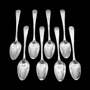 8 Antique 1795-96 English Georgian Sterling Silver Engraved Demitasse Spoons - Picture 1 of 4