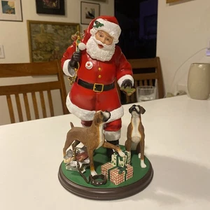Danbury Mint Santa's Boxer Buddies Hund Weihnachtsfigur selten 10 Zoll - Bild 1 von 19
