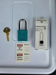 (1)- Master Lock 410 Teal Zenex Thermoplastic Safety Padlock, New W/Box - Picture 1 of 5