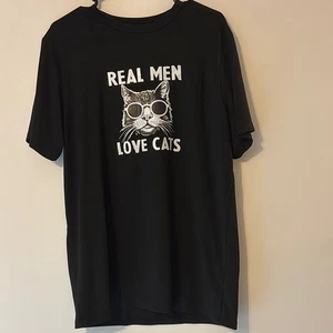 Schwarzes Kurzarm T-Shirt mit Katzengrafik Large? - Bild 1 von 5