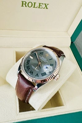 Men’s Rolex Datejust 18k Rose & Steel 36mm Ref 126231 ~ Slate Wimbledon Dial - Image 1 of 4