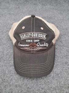Harley Davidson Hat Cap Black Beige Snapback Mesh Low Profile Biker Motorcycles - Picture 1 of 9