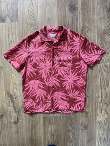 GAP camicia hawaiana uomo media rossa stampa floreale misto lino cotone manica corta - Foto 1 di 8