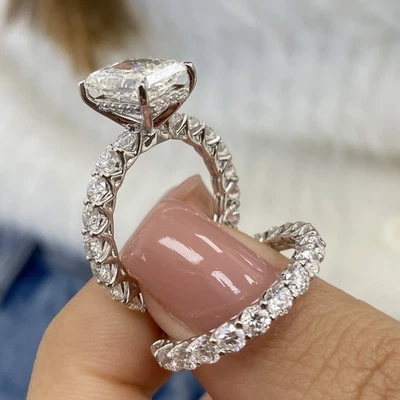 Radiant Diamond Ring F VS1 IGI Certified 5.8 Ct Labcreated 14K White Gold Band - Image 1 of 4