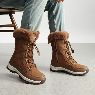 Women Outdoor Snow Boots Warm Fleece Lined Waterproof Mid Calf Winter Boots - Image 1 of 4