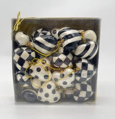 Mackenzie Childs Capiz Black and White Heart Garland NEW IN BOX! Rare! - Image 1 of 4