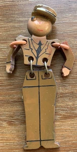 Vintage Celluloid & Bakelite Articulated  Soldier WW11 Sweetheart Pin Brooch - Picture 1 of 13