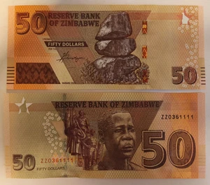 Zimbabwe 50 Dollars 2020 P105 Prefix ZZ Replacement UNC - Picture 1 of 1