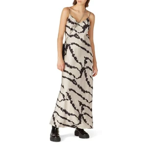 AllSaints Cleo Lieto Dress Size Small Maxi Slip Black White Viscose Luxury Chic - Picture 1 of 6