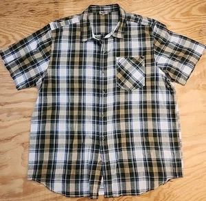 LRG Woven Green Plaid Short Sleeve Shirt Button Up Mens 2XL - Picture 1 of 8